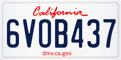 CA license plate 6VOB437