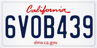 CA license plate 6VOB439