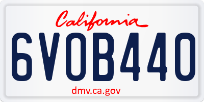 CA license plate 6VOB440