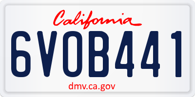 CA license plate 6VOB441
