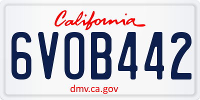 CA license plate 6VOB442