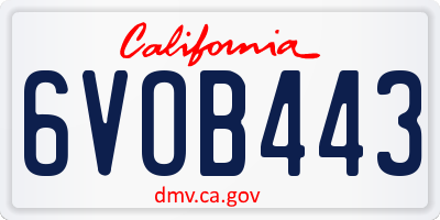 CA license plate 6VOB443