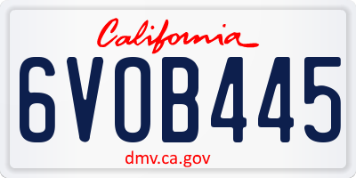 CA license plate 6VOB445