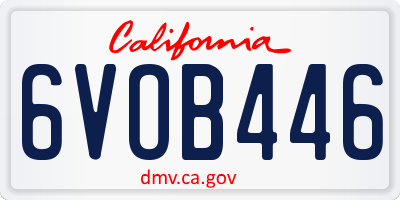 CA license plate 6VOB446