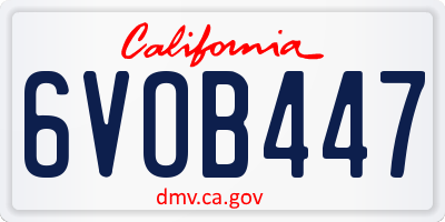 CA license plate 6VOB447