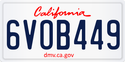 CA license plate 6VOB449