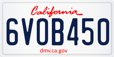 CA license plate 6VOB450