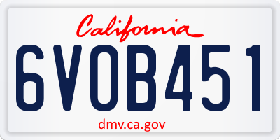 CA license plate 6VOB451
