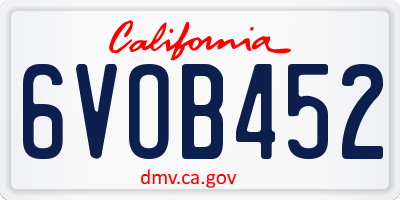 CA license plate 6VOB452