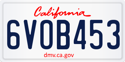 CA license plate 6VOB453