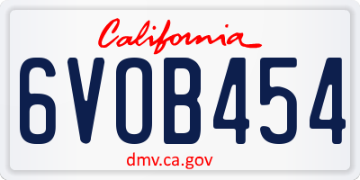 CA license plate 6VOB454