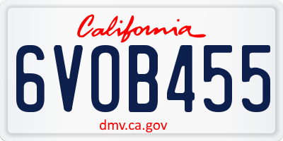 CA license plate 6VOB455