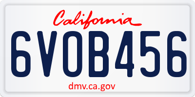 CA license plate 6VOB456