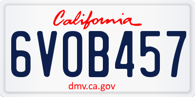 CA license plate 6VOB457