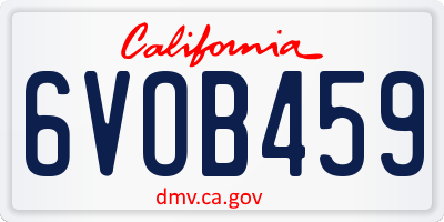 CA license plate 6VOB459