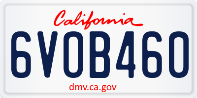 CA license plate 6VOB460