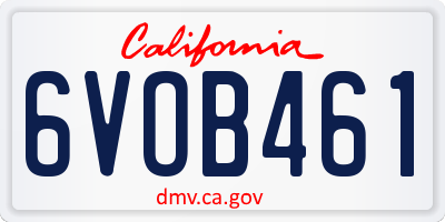 CA license plate 6VOB461