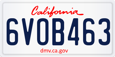 CA license plate 6VOB463