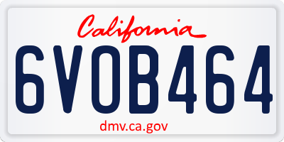 CA license plate 6VOB464