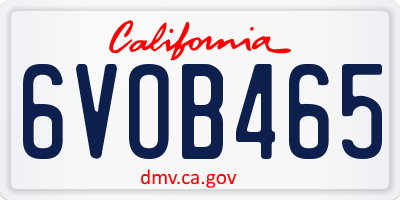 CA license plate 6VOB465