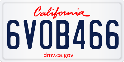 CA license plate 6VOB466