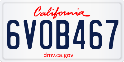 CA license plate 6VOB467