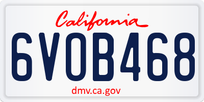 CA license plate 6VOB468