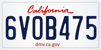 CA license plate 6VOB475