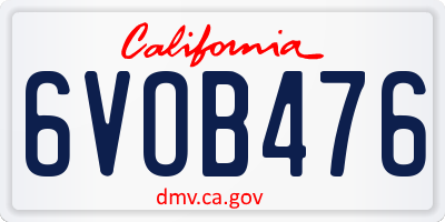 CA license plate 6VOB476