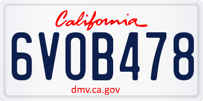 CA license plate 6VOB478