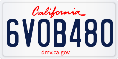 CA license plate 6VOB480