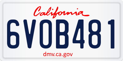 CA license plate 6VOB481