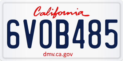 CA license plate 6VOB485