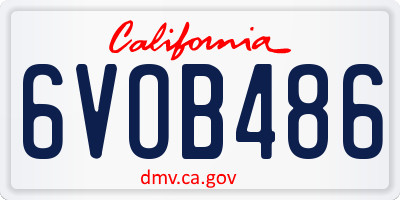 CA license plate 6VOB486