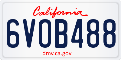 CA license plate 6VOB488