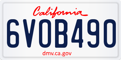 CA license plate 6VOB490