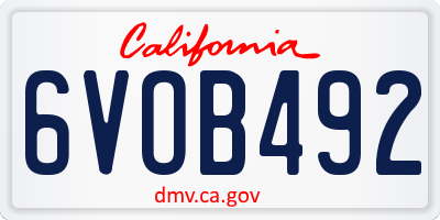 CA license plate 6VOB492