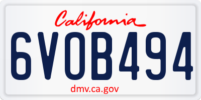 CA license plate 6VOB494