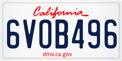 CA license plate 6VOB496