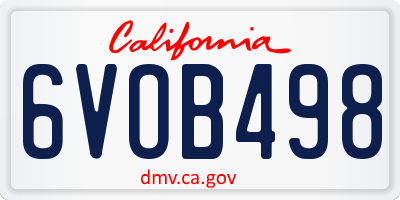CA license plate 6VOB498