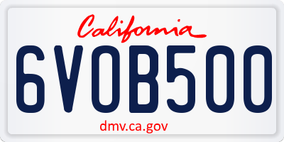 CA license plate 6VOB500