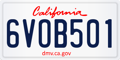 CA license plate 6VOB501