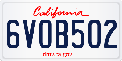 CA license plate 6VOB502