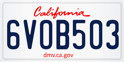 CA license plate 6VOB503
