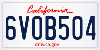 CA license plate 6VOB504