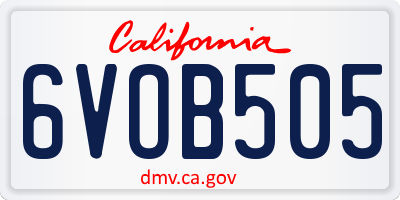 CA license plate 6VOB505