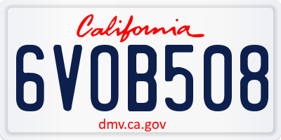 CA license plate 6VOB508