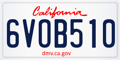 CA license plate 6VOB510