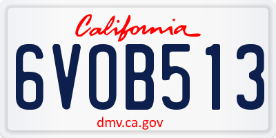 CA license plate 6VOB513