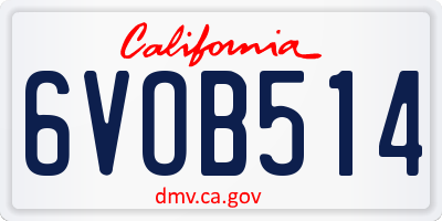 CA license plate 6VOB514